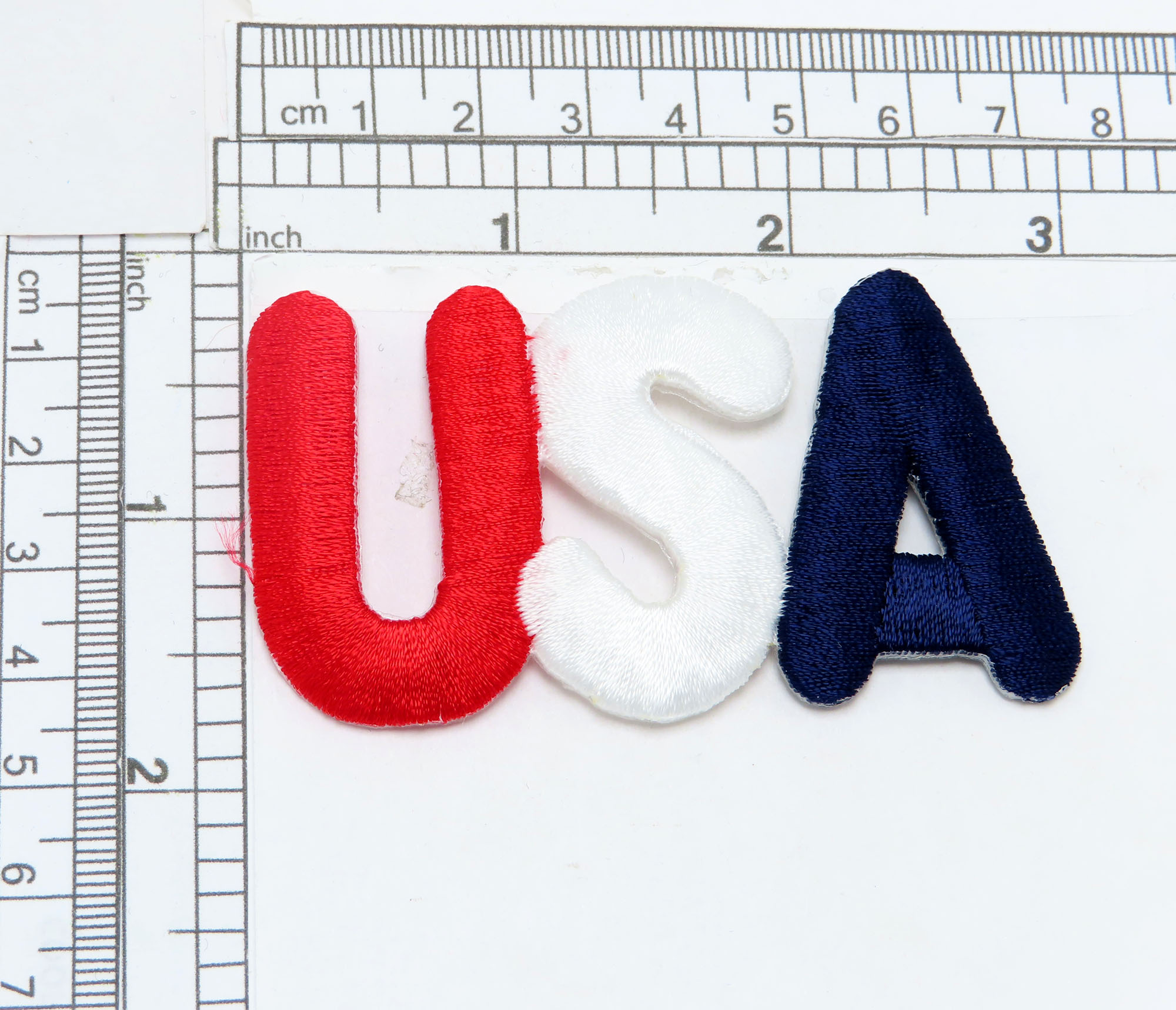 USA Letters Iron On Patch - Patchwork Panda Trims