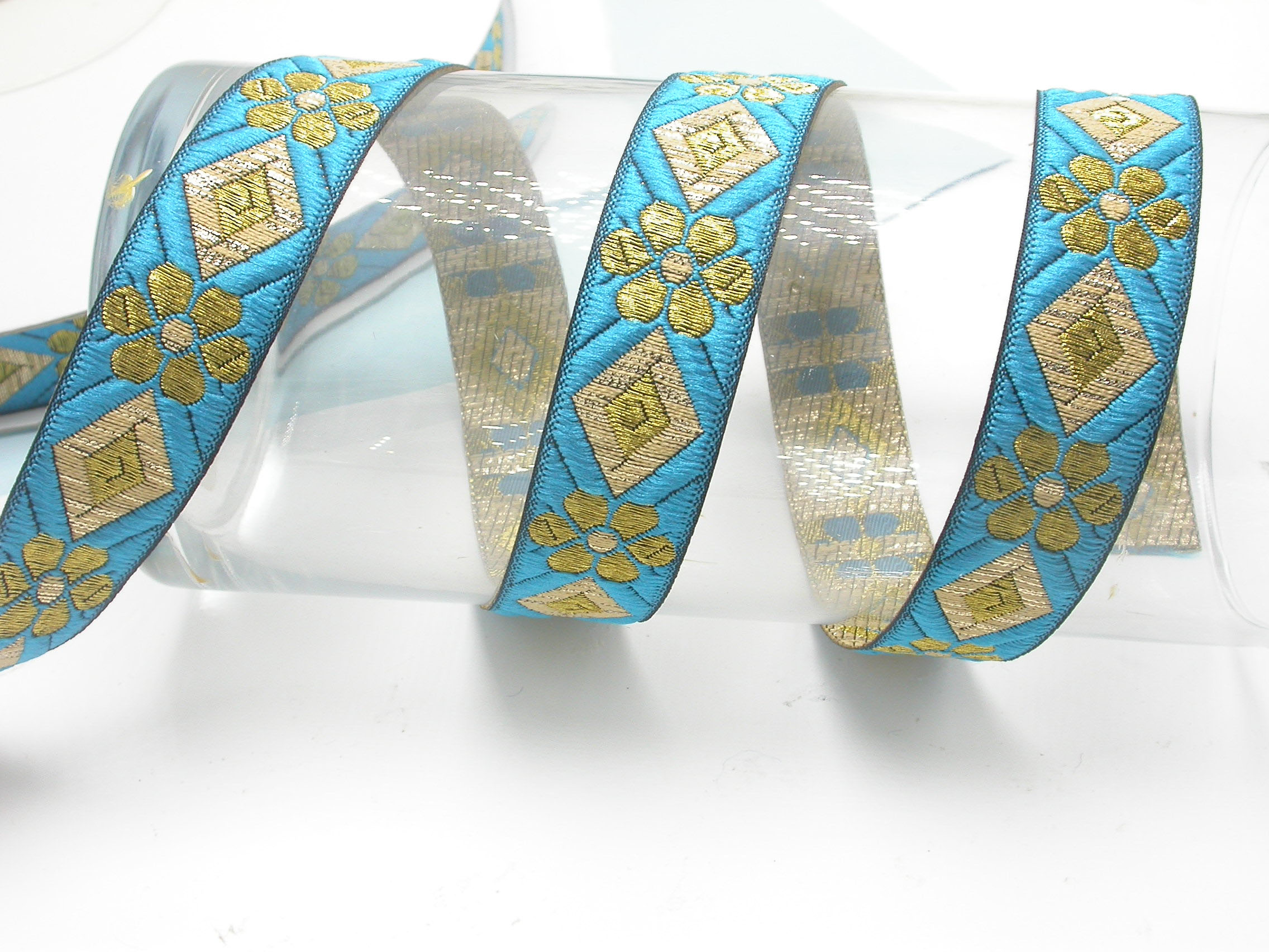 Jacquard Ribbon 1 25mm Diamond & Daisy priced Per Yard