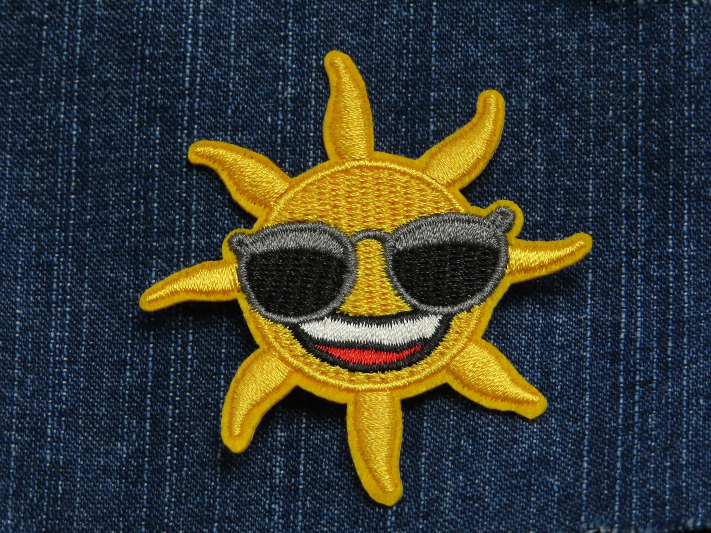Smiling Sun Iron On Embroidered Patch Applique