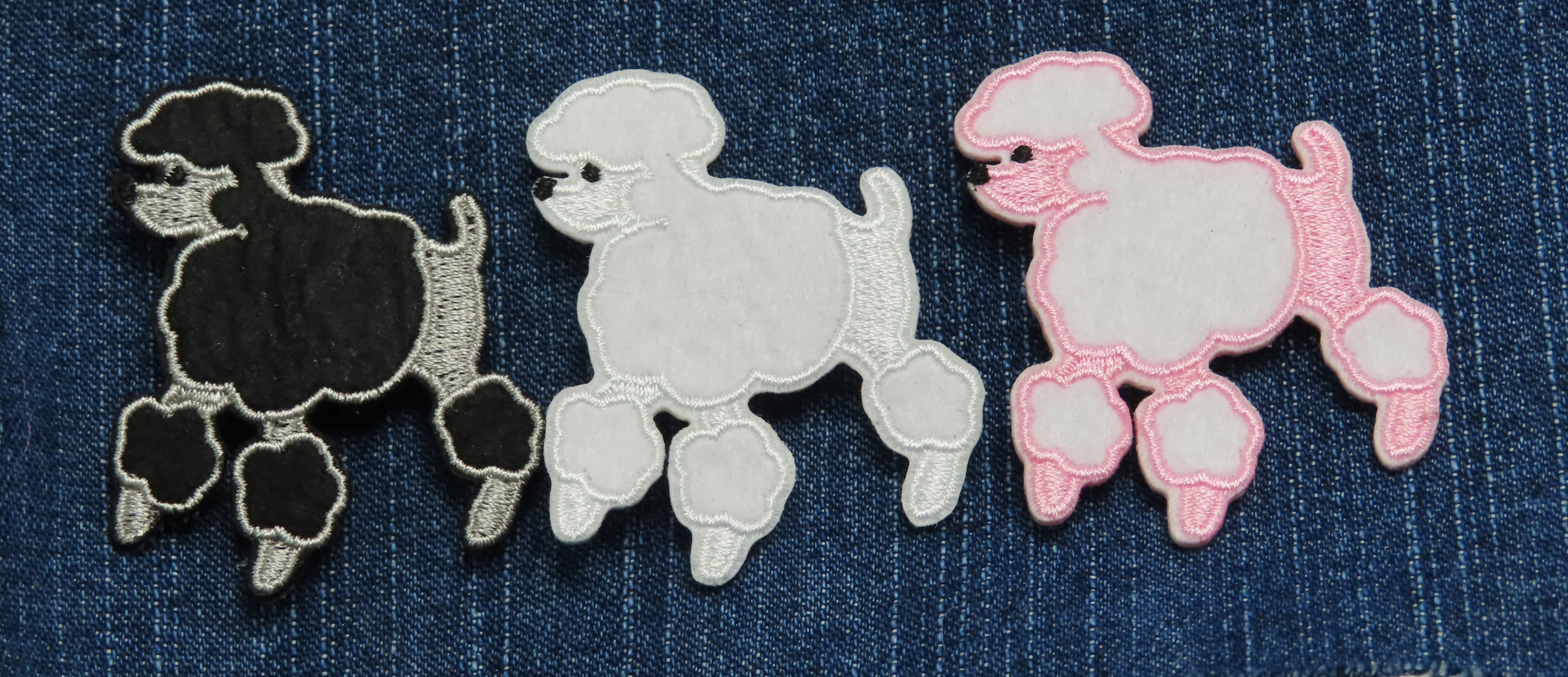 Toy Poodle Patch Rockabilly 2" 50mm Pink White or Black