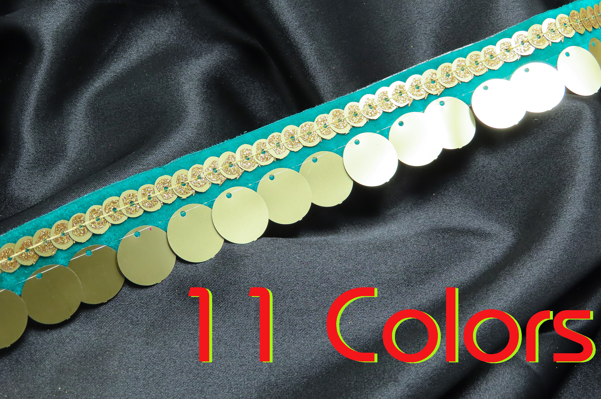 1 3/16 30mm Sequin Trim Header - priced per meter 11 COLORS!