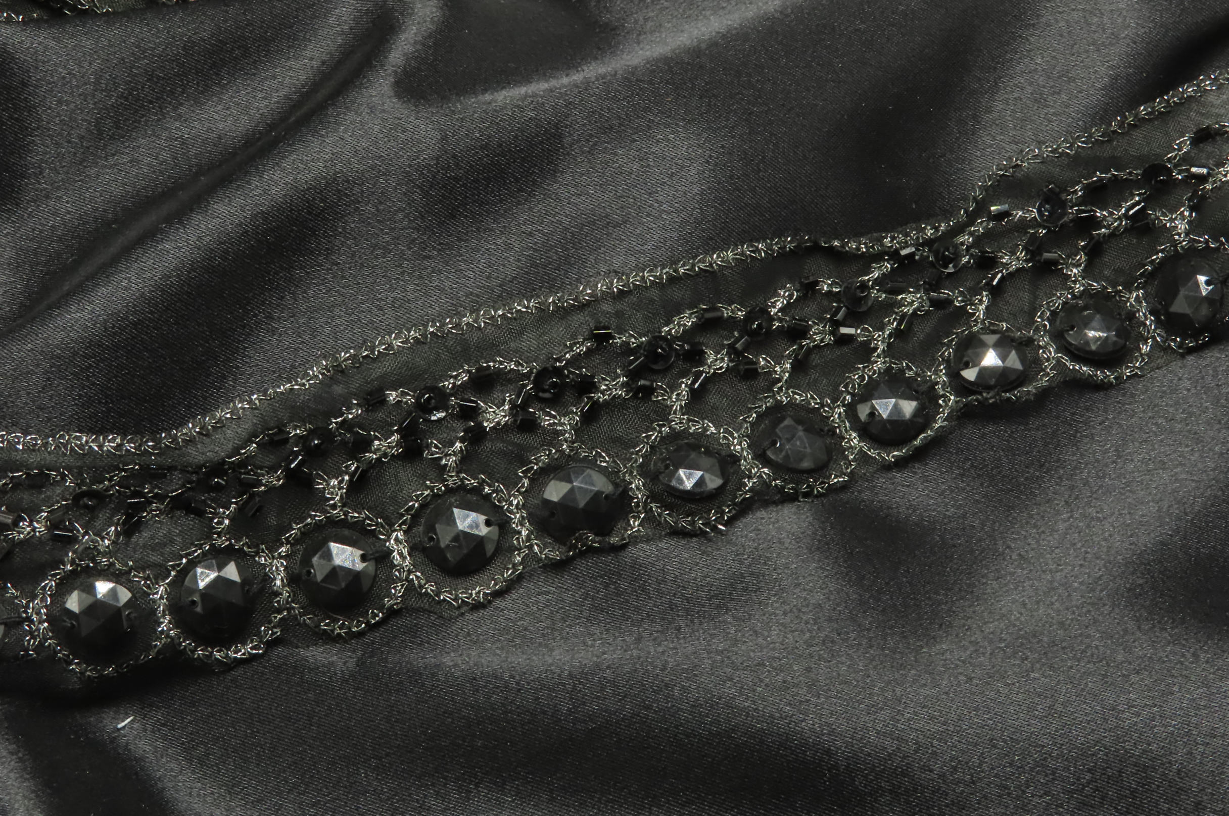 Black/Silver/Gunmetal Fancy Beaded Trim