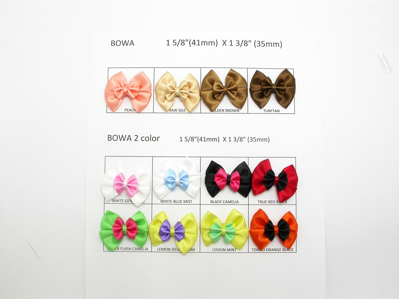 Flat Double Bows Satin Ribbon 1 3/4 (45mm) x 1 1/4 (32mm) *Colors* 10  Pack - Patchwork Panda Trims