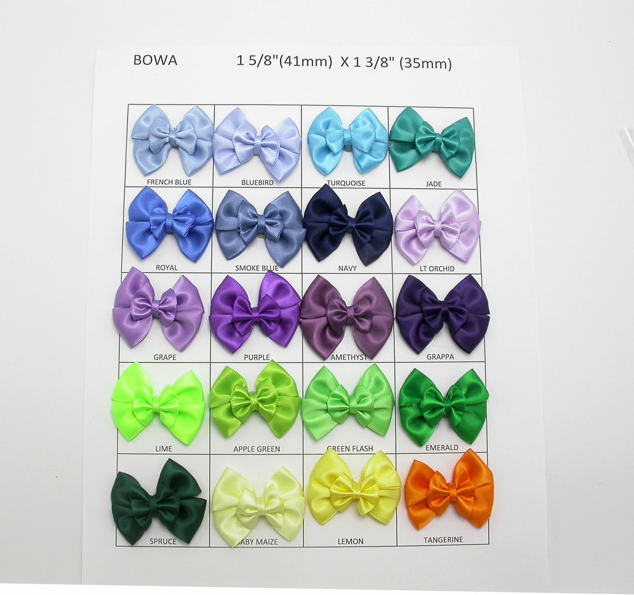 Flat Double Bows Satin Ribbon 1 3/4 (45mm) x 1 1/4 (32mm) *Colors* 10  Pack - Patchwork Panda Trims