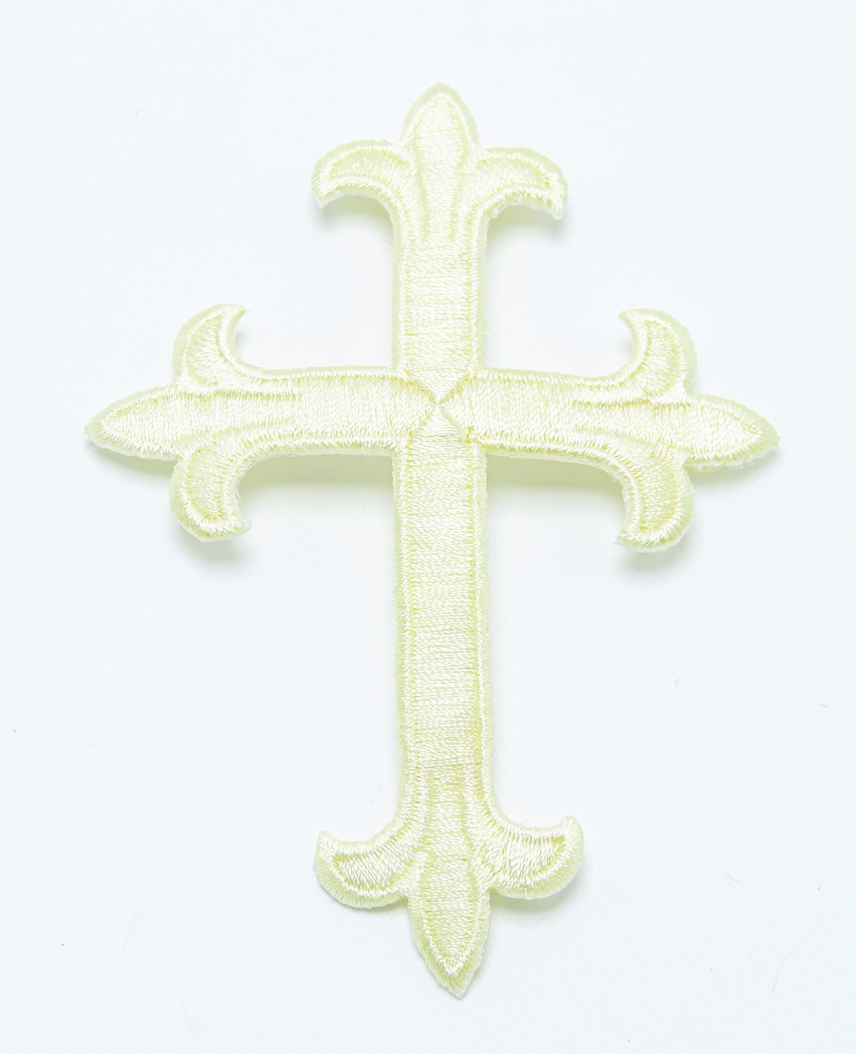  4 Cross, Fleur de lis, Religious, Embroidered, Iron-on Patch  (Black)