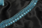 Sheer Embroidered 1 1/2" 38mm Beaded Blue 12 Yards