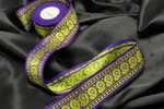 Jacquard Ribbon 1 3/4" 44mm Metallic Gold Paisley Purple