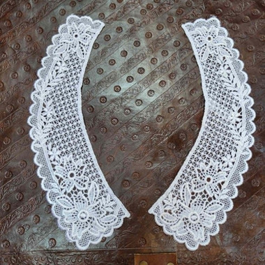 Venice Lace Collar Appliques - Left & Right Pair White