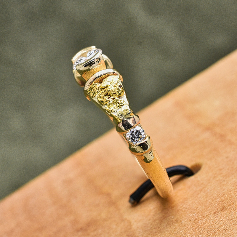 14K Yellow Gold and Natural Local Gold Nuggets Tapered Band with .40 CTW