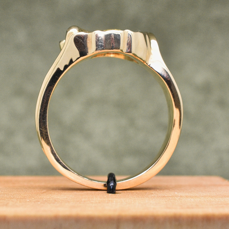 14K Yellow Large Freeform Bezel Ring with Natural Nugget and .05 CT Diamond