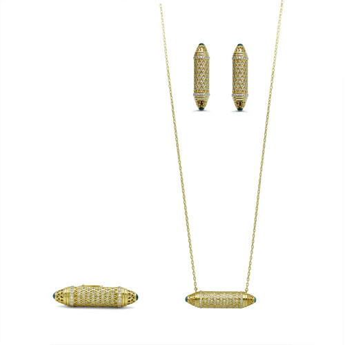 18K Yellow Gold Emirati Bullet Opera Necklace Set