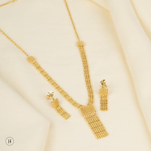 22K Yellow Gold Waterfall Necklace Set