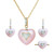 18K Rose Gold Mother of Pearl Heart Diamond Pendant Set