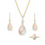 18K Rose Gold Mother of Pearl Drop Diamond Pendant Set