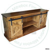Oak Bonanza Entertainment Unit. Entertainment Centre Dimensions 16'' Deep x 60'' Wide x 30'' High. Media Centre has 2 Barn Doors and 5 Adjustable Shelves.  ( Texture : Millsawn. Hardware : 203 Pulls. )
