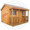 12' Deep x 16' Wide Front Porch Stained Garden Shed. Standard Brown 3 Tab Shingles. 1- 34'' Door With Lock. 2- 18'' x 24'' Operating Windows With Screens.Shed Description From The Ground Up. Floor is Built From Treated 2 x 4's On 16'' Centers Topped With 5/8 Plywood. Shed Walls Are 78'' High Framed On 24'' Centers And Clad in 1'' Pine Board And Batten. Roof Rafters Are 2 x 6's on 24'' Center And Sheeted with 1/2 Plywood. Roof Shingled With ICO 15 Year Shingles. Inside Shed Height is 101'' High. The Stain is Sansin SDF formula - Autumn gold # 16. 
