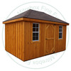 12' Deep x 14' Wide English Cottage Stained Garden Shed. Standard Brown 3 Tab Shingles. 1- 34'' Door With Lock. 2- 18'' x 36'' Operating Windows With Screens. Shed Description From The Ground Up. Floor is Built From Treated 2 x 4's On 16'' Centers Topped With 5/8 Plywood. Shed Walls Are 76.5'' High Framed On 24'' Centers And Clad in 1'' Pine Board And Batten. Roof Rafters Are 2 x 6's on 24'' Center And Sheeted with 1/2 Plywood. Roof Shingled With ICO 15 Year Shingles. Inside Shed Height is 108'' High. The Stain is Sansin SDF formula - Autumn gold # 16. 
