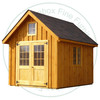 9' Wide x 12' Deep Chalet Stained Garden Shed. Standard Brown 3 Tab Shingles. Shed has 2 - 30'' French Doors and 2 - 18'' x 36'' Operating Windows. 1 - 12'' x 14'' Window in Gable. Shed Description From The Ground Up. Floor is Built From Treated 2 x 4's On 16'' Centers Topped With 5/8 Plywood. Shed Walls Are 76.5'' High Framed On 24'' Centers And Clad in 1'' Pine Board And Batten. Roof Rafters Are 2 x 4's on 24'' Center And Sheeted with 1/2 Plywood. Roof Shingled With ICO 15 Year Shingles. Inside Shed Height is 108'' High. The Stain is Sansin SDF formula - Autumn gold # 16. 
