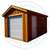 10' Wide x 12' Deep Overhead Door Stained Garden Shed. Standard Brown 3 Tab Shingles. 1- 34'' Door With Lock 1- 18'' x 24'' Operating Window With Screen. Shed Description From The Ground Up. Floor is Built From Treated 2 x 4's On 16'' Centers Topped With 5/8 Plywood. Shed Walls Are 96'' High Framed On 24'' Centers And Clad in 1'' Pine Board And Batten. Roof Rafters Are 2 x 6's on 24'' Center And Sheeted with 1/2 Plywood. Roof Shingled With ICO 15 Year Shingles. Overhead Door is 84'' High x 96''Wide. The Stain is Sansin SDF formula - Autumn gold # 16. 
