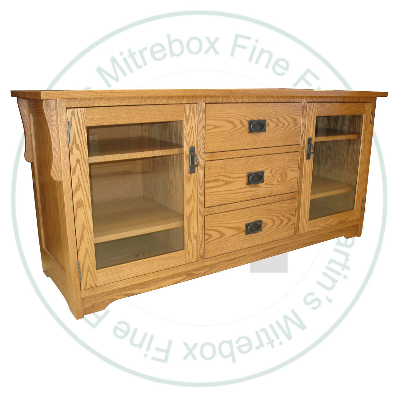 Oak Mission 2 Door 3 Drawer HDTV Entertainment Cabinet