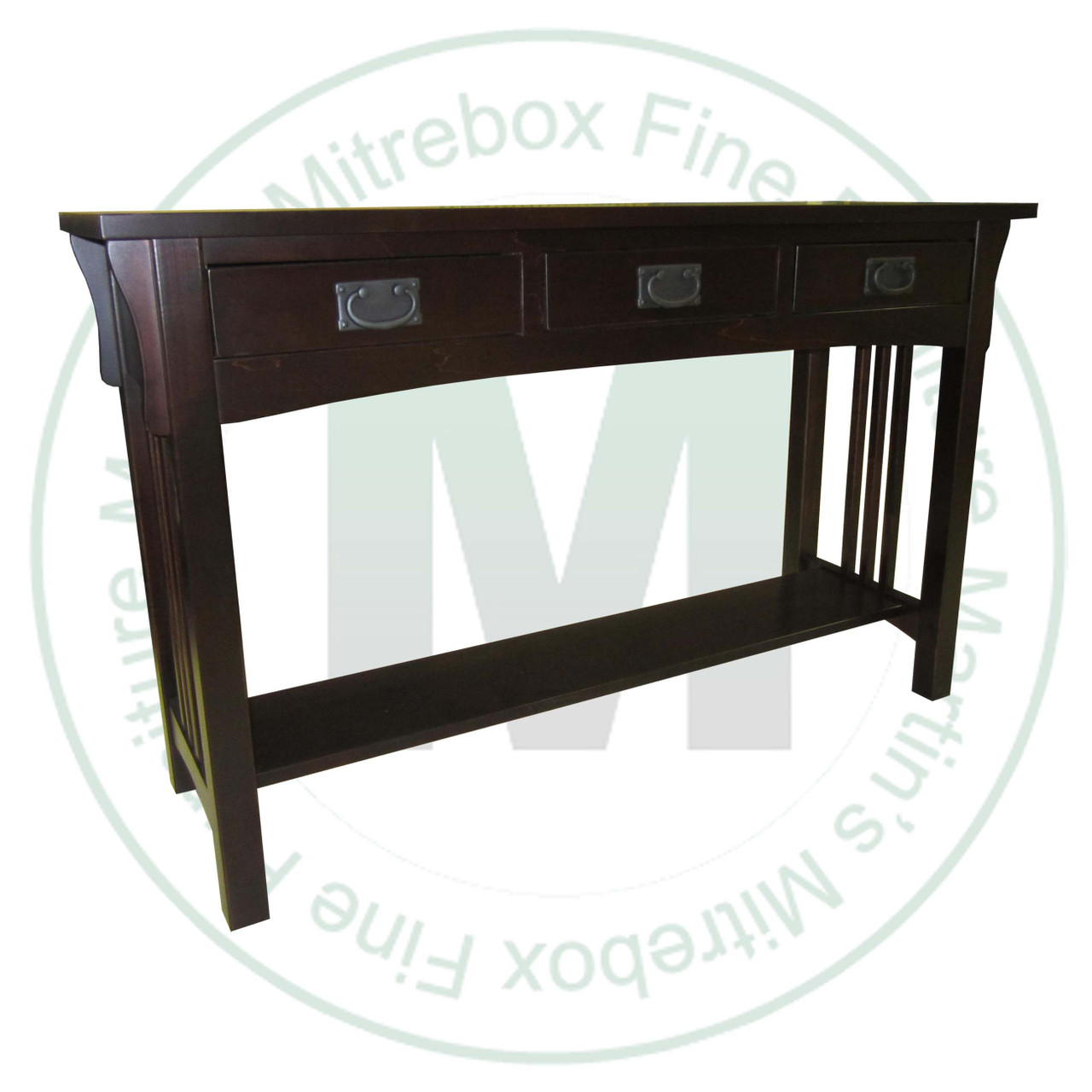 Oak Mission 3 Drawer Wide Hall Table