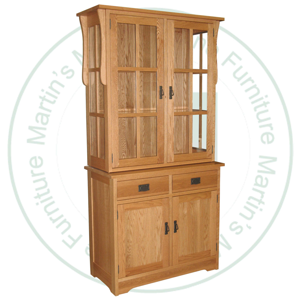 Oak Mission Hutch And Buffet 39''W x 79''H x 19''D