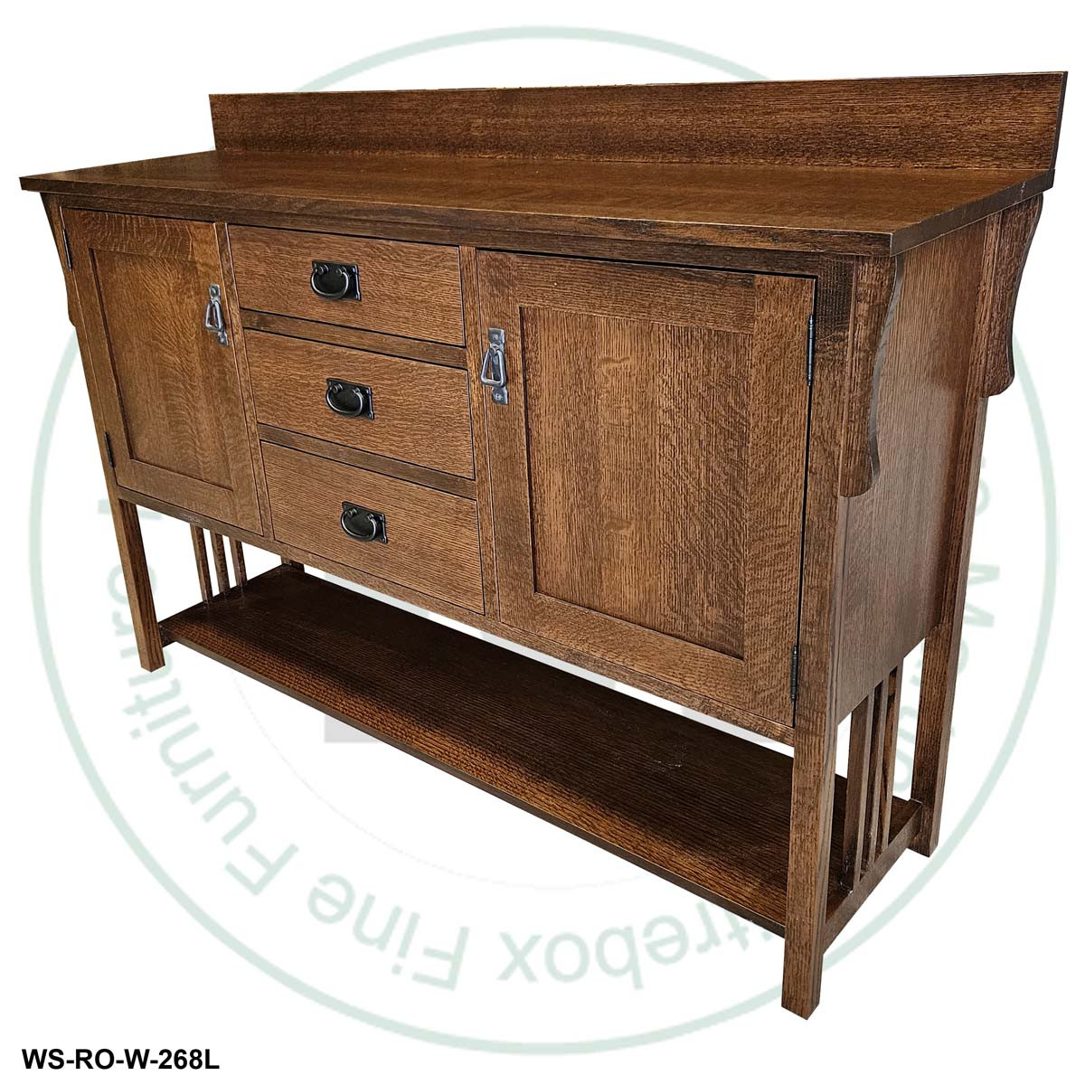 Oak Mission 2 Door 3 Drawer Backsplash Sideboard