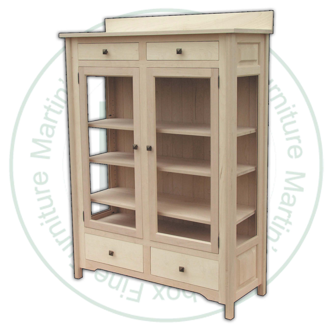 Oak Mission 2 Door 4 Drawer Curio Cabinet