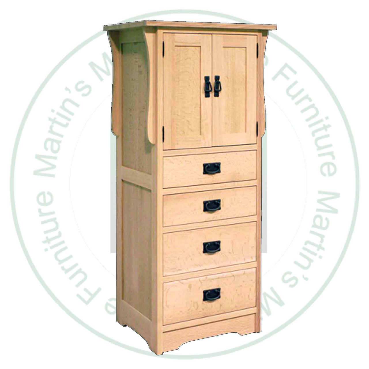 Oak Mission 4 Drawers 2 Door Lingerie Chest