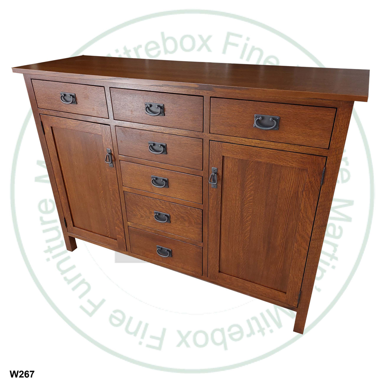 Oak Mission Sideboard 59''W x 43''H x 19''D With 7 Drawers