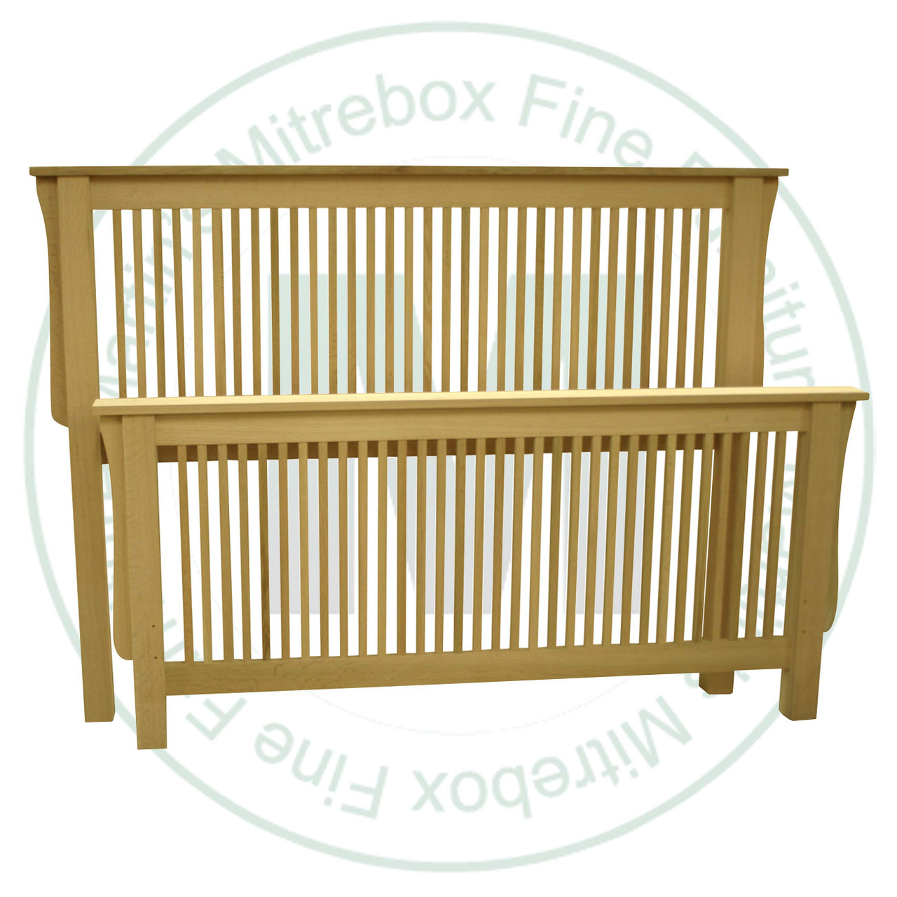 Oak Single Mission Spindle Bed 52'' Headboard 32'' Footboard