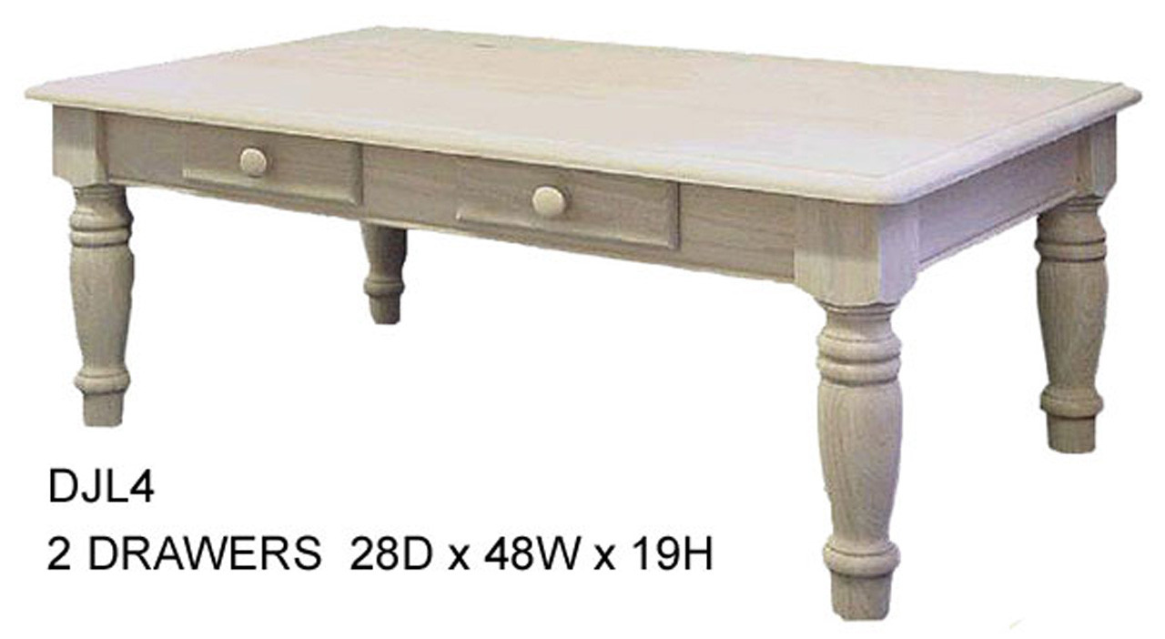 Pine Country Lane Coffee Table With 2 Drawers  28''D x 48''W x 19''H