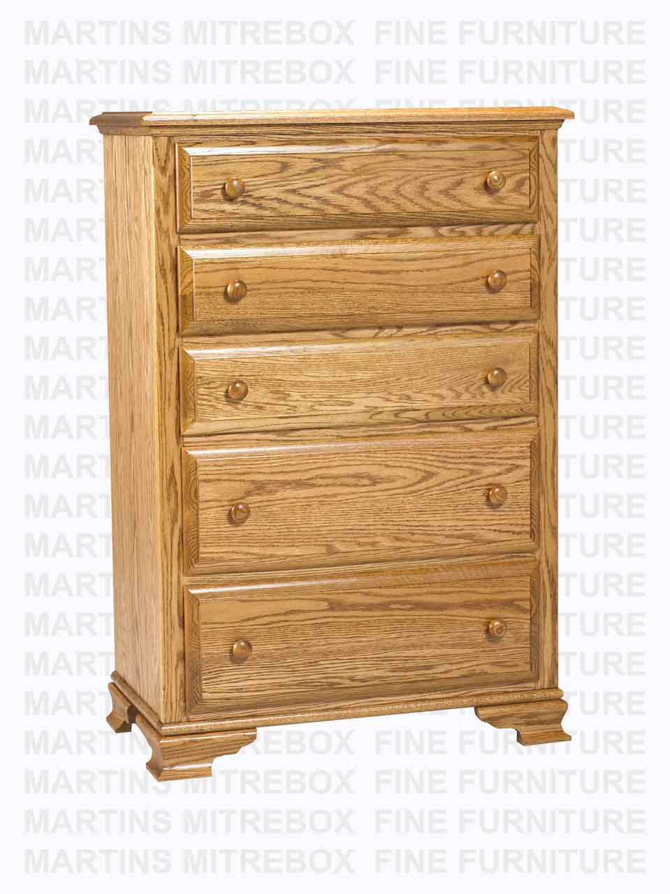 Oak Country Lane Chest of Drawers  18''D x 34''W x 50''H