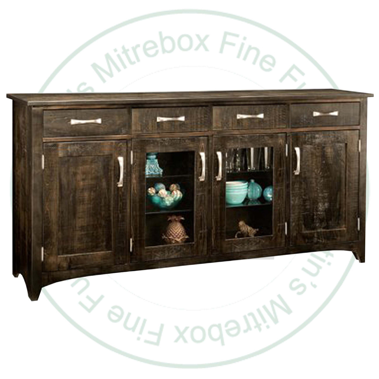 Maple Bancroft Sideboard 19''D x 77''W x 39.5''H With 2 Wood Doors 2 Glass Doors And 4 Drawers