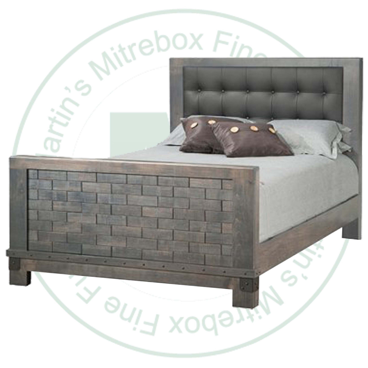 Oak Barrelworks Double Bed with High Footboard and Fabric Headboard Panel