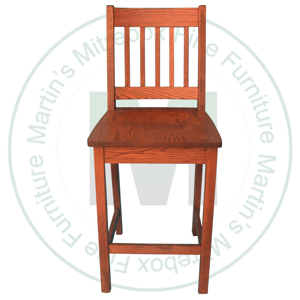 Oak Mini Mission No Swivel 24'' Barstool Has Wood Seat