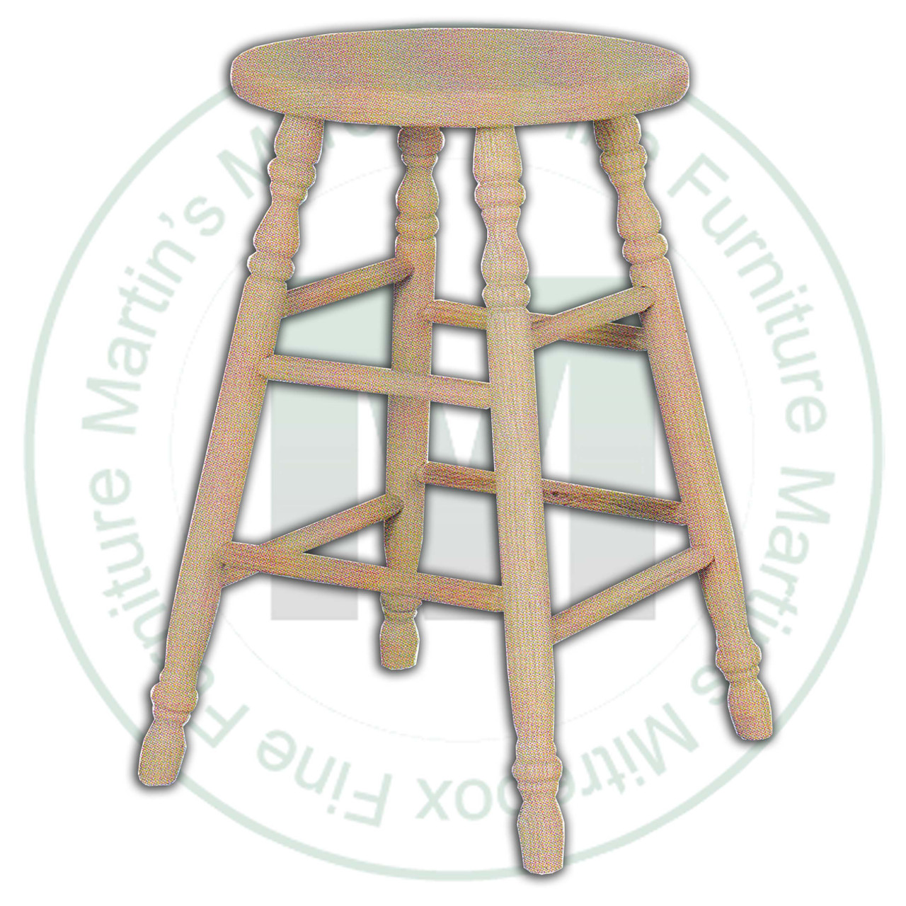 Oak Bar Stool With Turned Legs