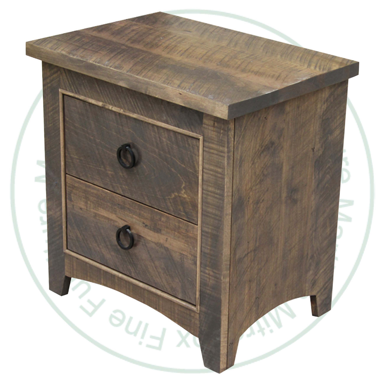 Maple Renoa 2 Drawer Nightstand. Nightstand Dimensions 17'' Deep x 24'' Wide x 24.5'' High. ( Texture : Mill sawn. Hardware : H17 Ring Pulls. )
