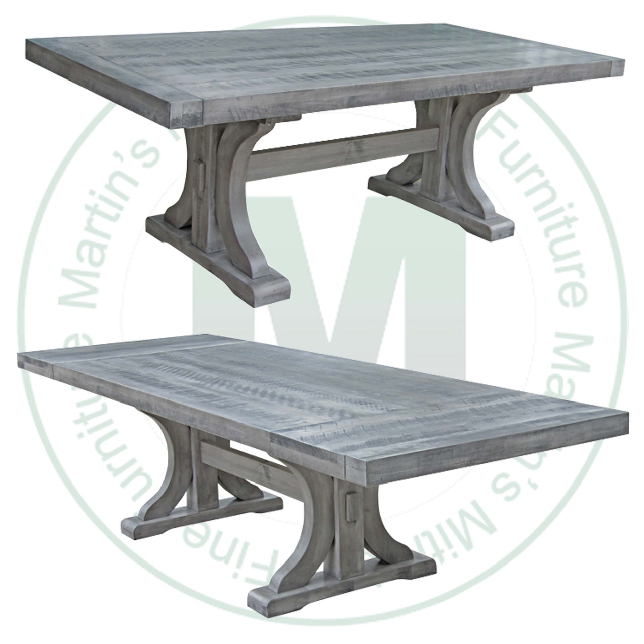 Pine Renoa Solid Top Double Pedestal Table 36'' Deep x 96'' Wide x 30'' High With 2 - 16'' End Leaves