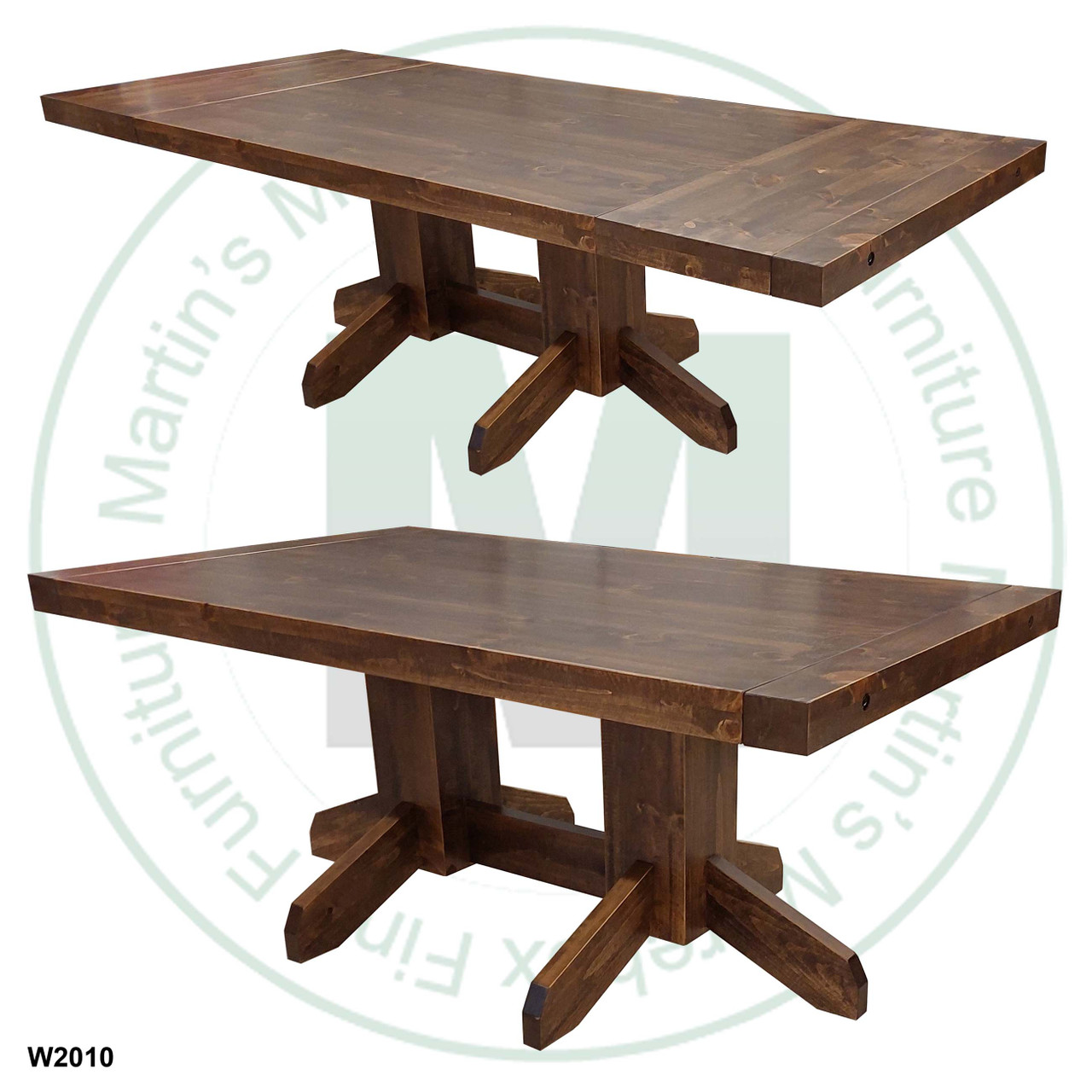 Pine Yukon Solid Top Double Pedestal Table 42'' Deep x 84'' Wide x 30'' High With 2 - 16'' End Leaves