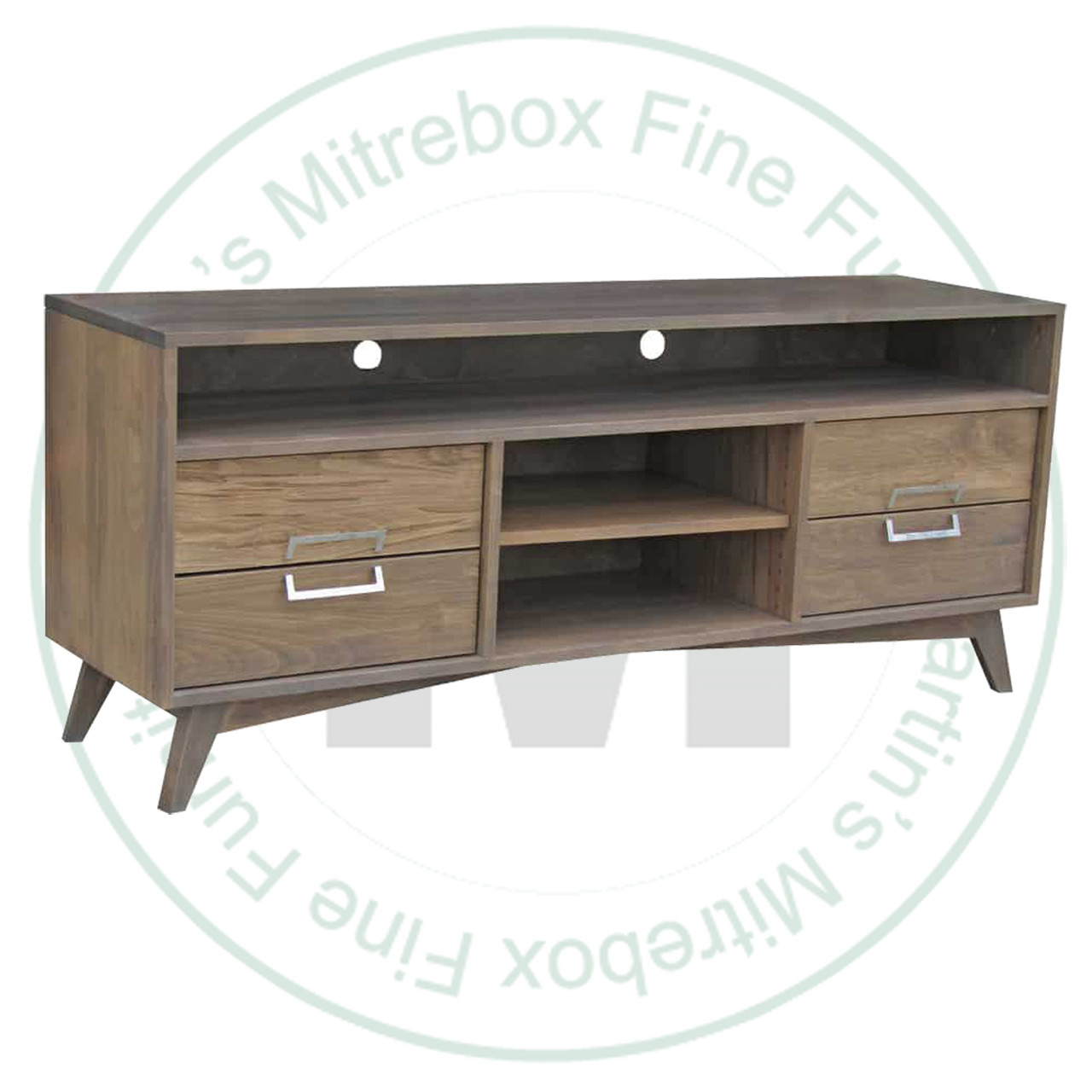 Pine Avenue Entertainment Unit. Avenue TV Stand Dimensions 19'' Deep x 72'' Wide x 30'' High. Media Centre has 4 Drawers and 1 Adjustable Shelf. ( Texture : Windswept. Hardware : 219 Pulls. )
