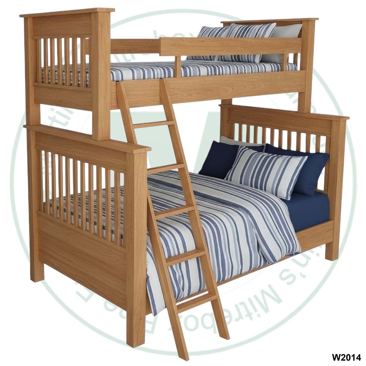 Oak Double Over Queen Slat Bunk Bed
