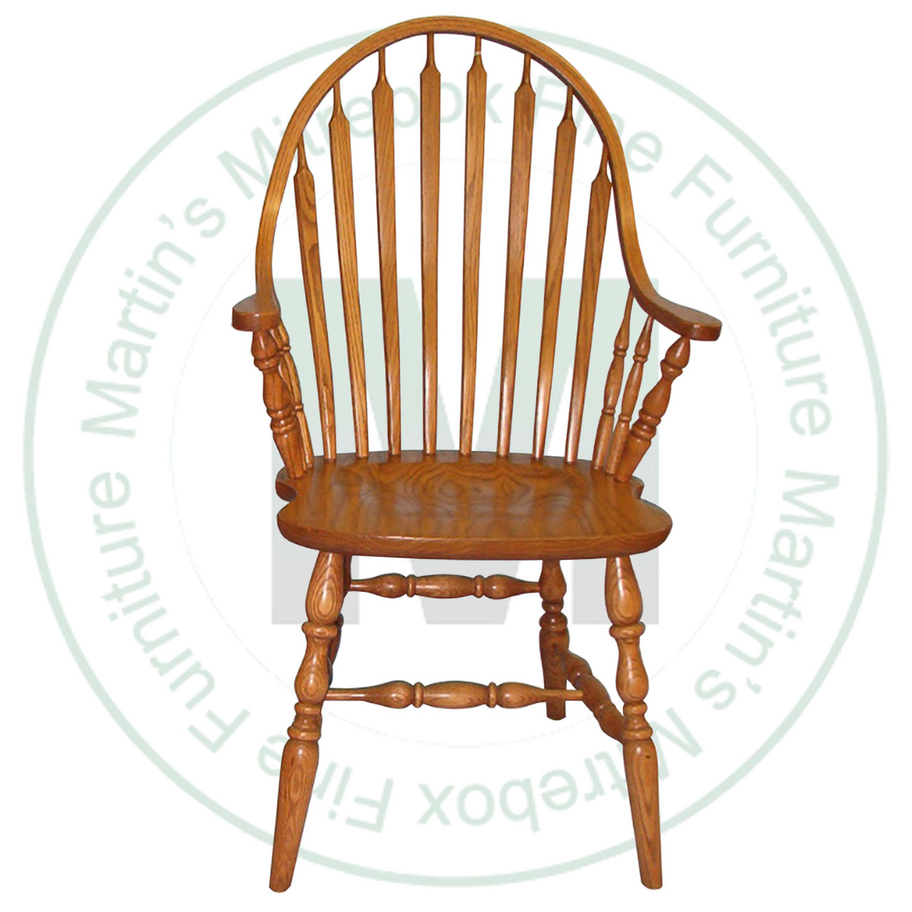 Oak Windsor Plain 8 Arrow Arm Chair Has Wood Seat