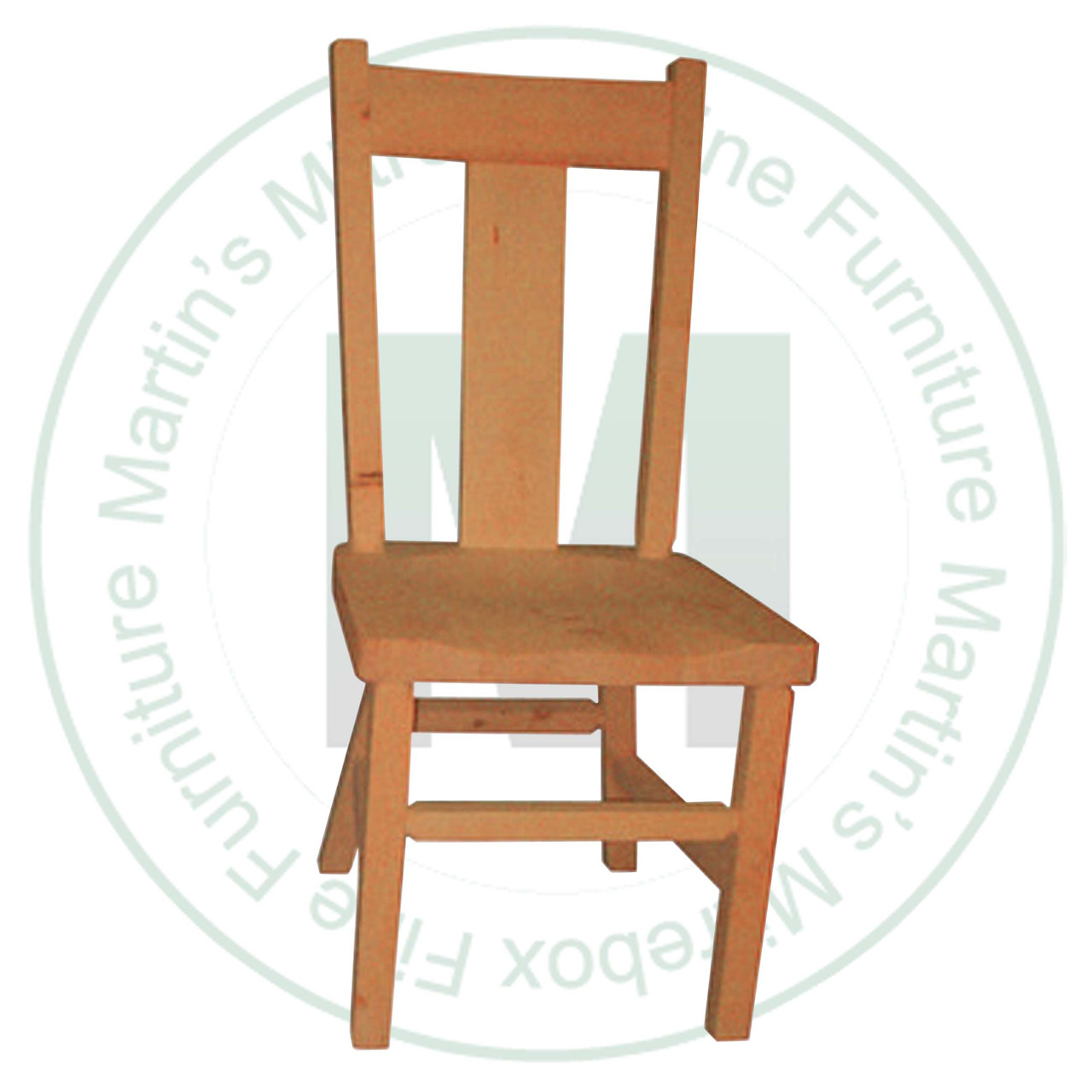 Oak Rustic Wide Slat Back Side Chair Has Wood Seat