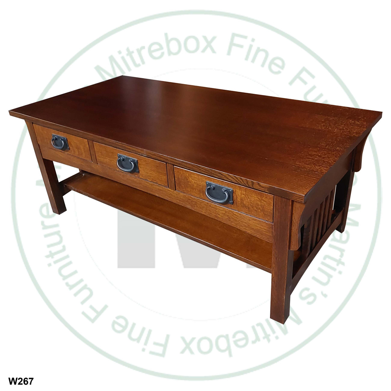 Wormy Maple Mission 3 Drawer Coffee Table