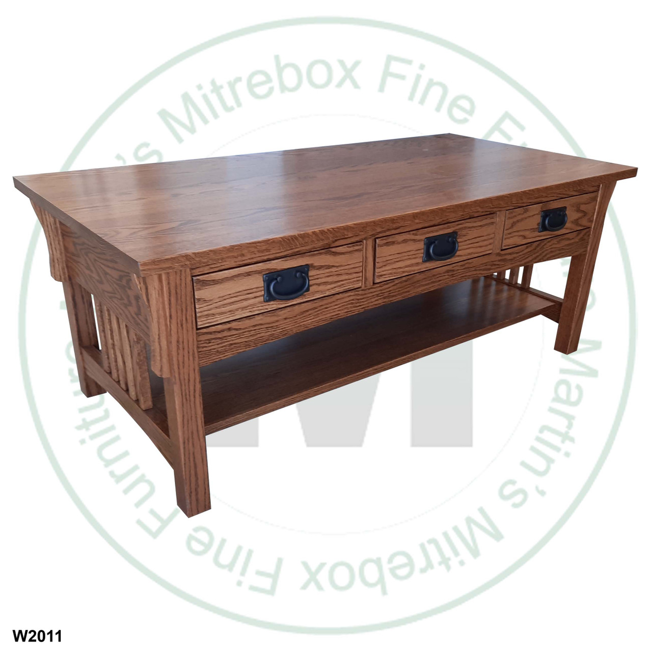 Wormy Maple Mission 3 Drawer Coffee Table