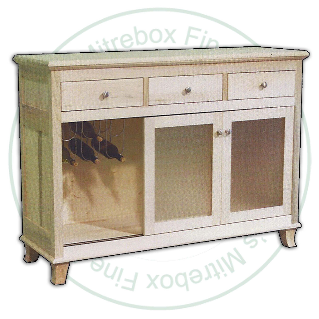 Wormy Maple Jordan Sideboard 59''W x 42''H x 19''D With 3 Drawers And 3 Sliding Glass Doors