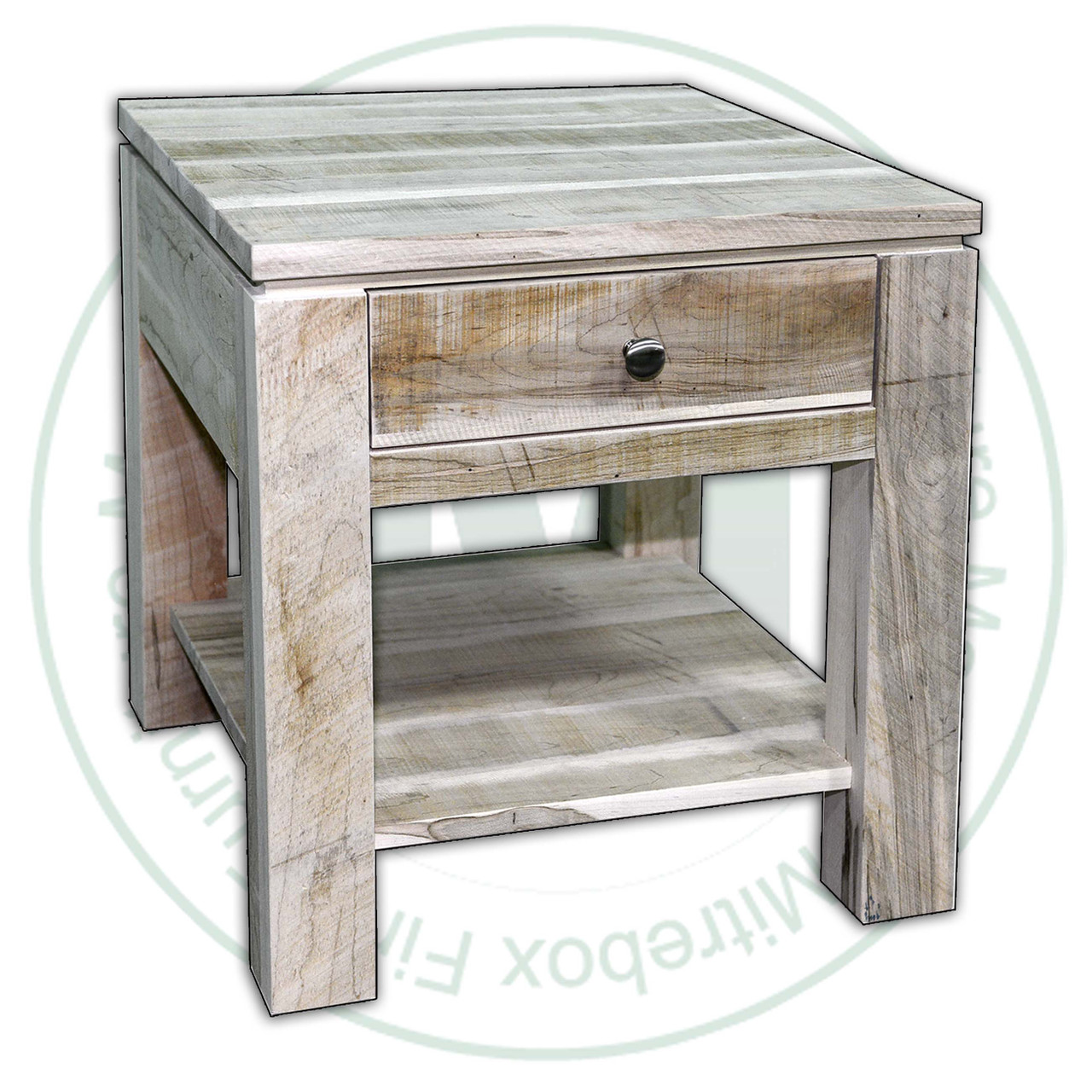 Wormy Maple Rough Cut Metro End Table 21''W x 22''H x 24''D