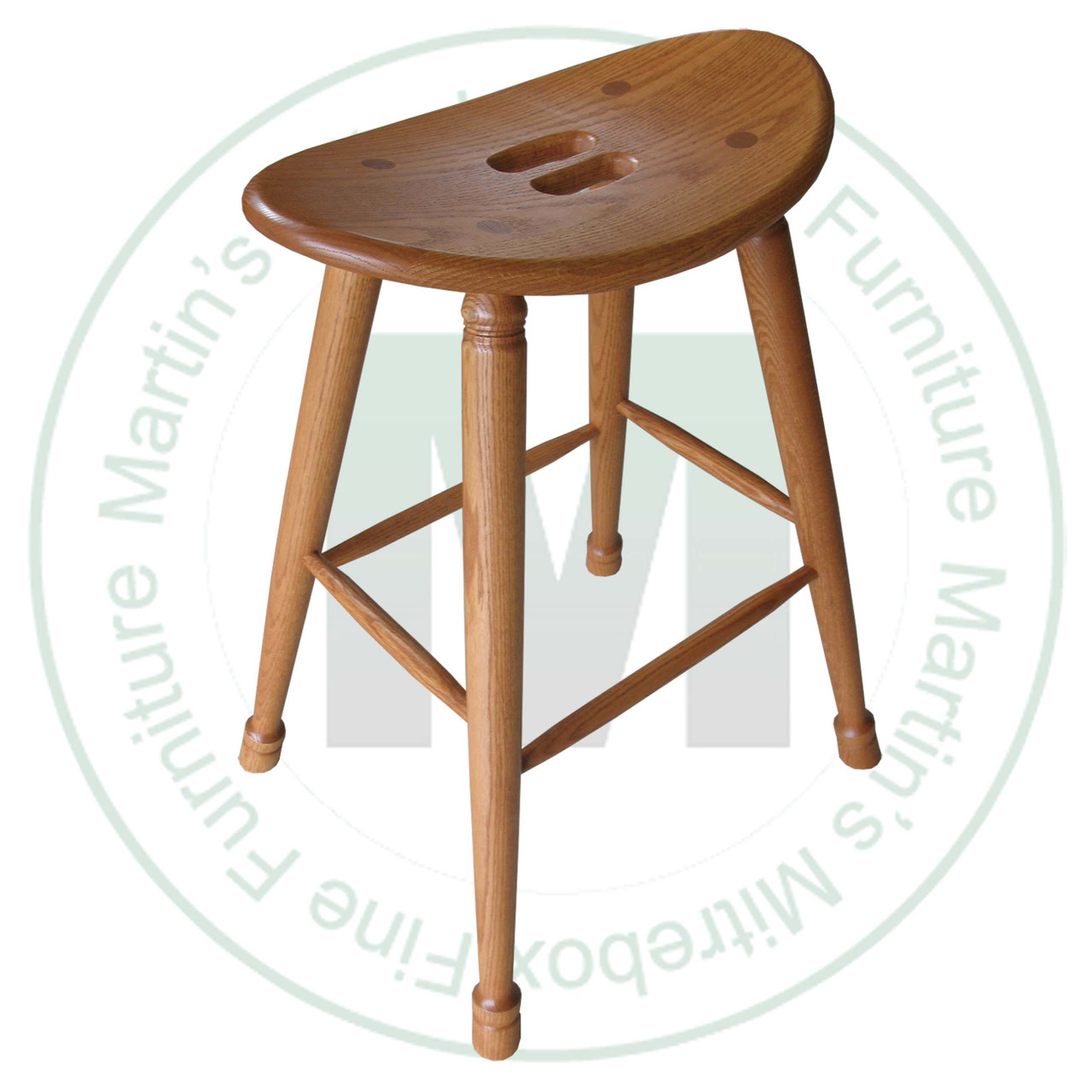 Wormy Maple 24'' Saddle Stool With Turned Legs
