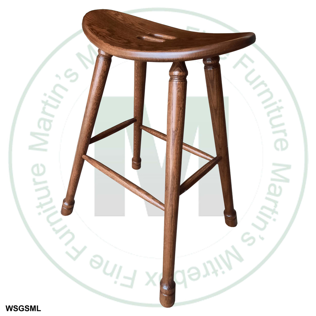 Wormy Maple 24'' Saddle Stool With Turned Legs